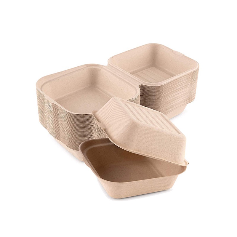 6 Inch Biodegradable Bagasse Clamshell Box