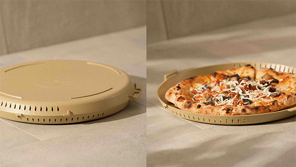 Round pizza container made from recyclable palstic