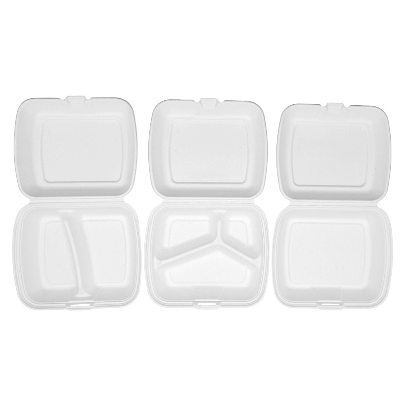 3 Compartments Biodegradable 9" Sugarcane Pulp Container
