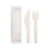 Wrapped 6 inch Biodegradable Bleached Bagasse Cutlery Set