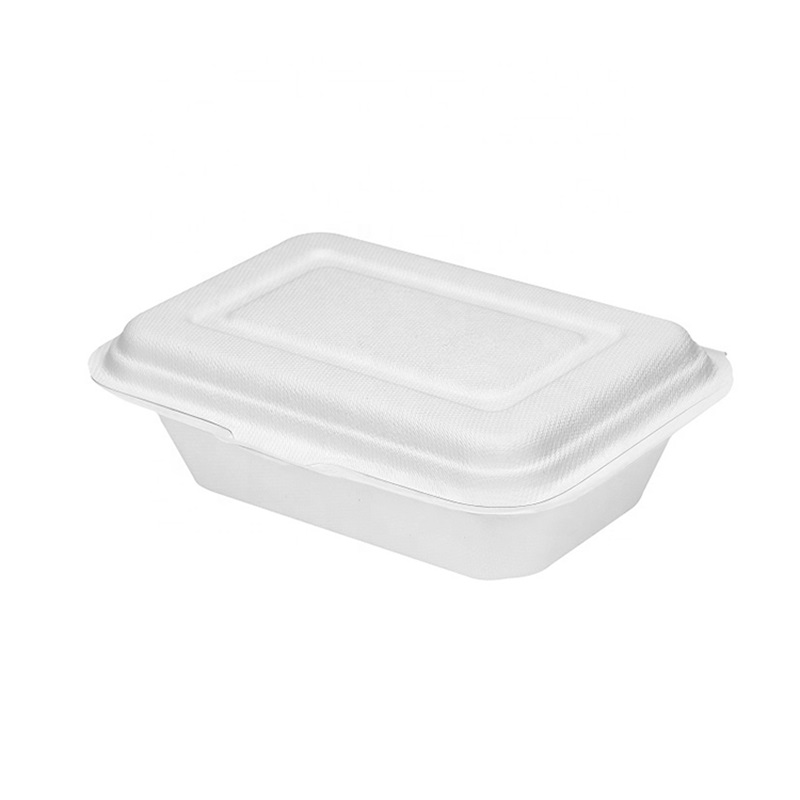600ml Biodegradable Sugarcane Clamshell Food Container