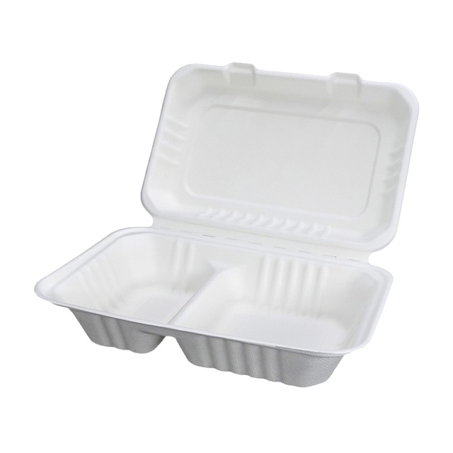 Compostable 2 Compartment Eco Sugarcane Bagasse Clamshell