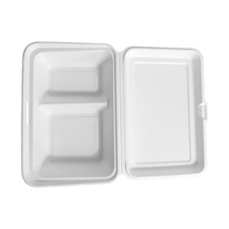 Compostable 2 Compartment Sugarcane Fiber Takeout Container