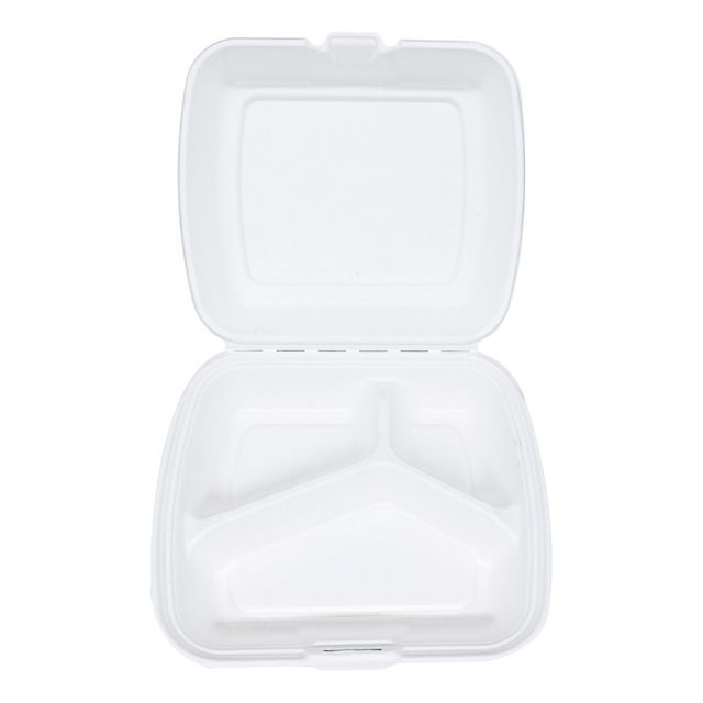 CCS9-Z3 Compostable-3-Compartments-Bagasse-Packaging-Clamshell