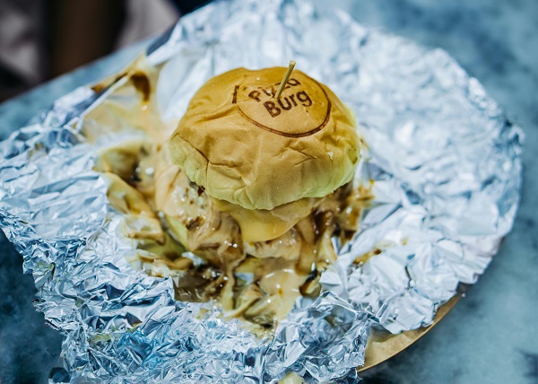 hamburger on aluminum foil
