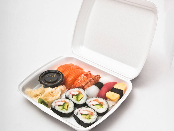 White styrofoam sushi container
