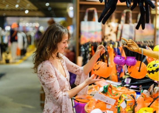 Customers are drawn to Halloween-themed merchandise.