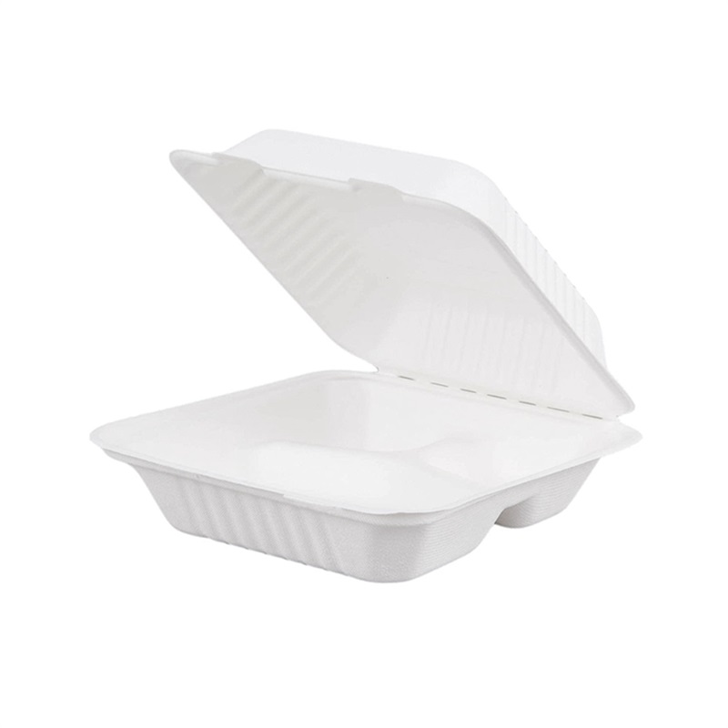 Compostable 3 Compartment Sugarcane Food Packaging Container