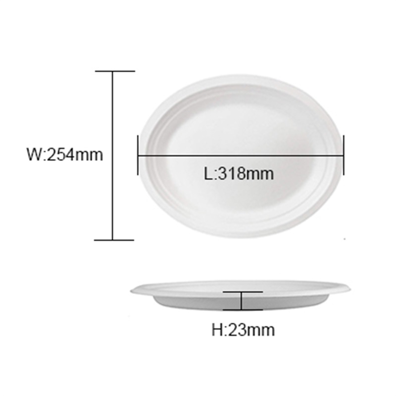 Oval 10" 12" Sugarcane Compostable Plates for Party