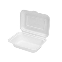 600ml Biodegradable Sugarcane Clamshell Food Container