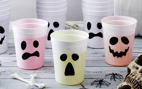 Soda cups with ghost faces