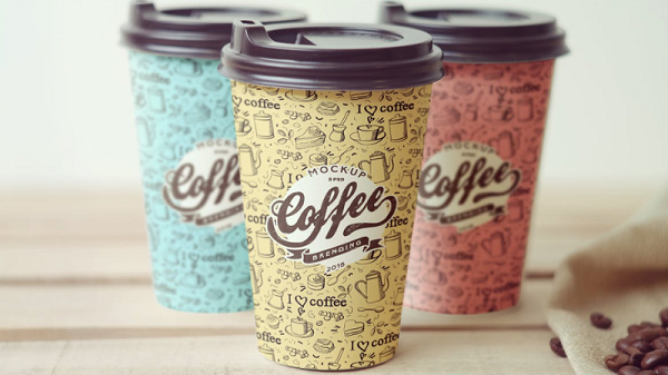 Customized coffee cups with patterns and logo