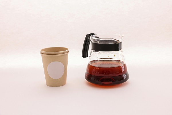 A pot of coffee and sustainable paper cups