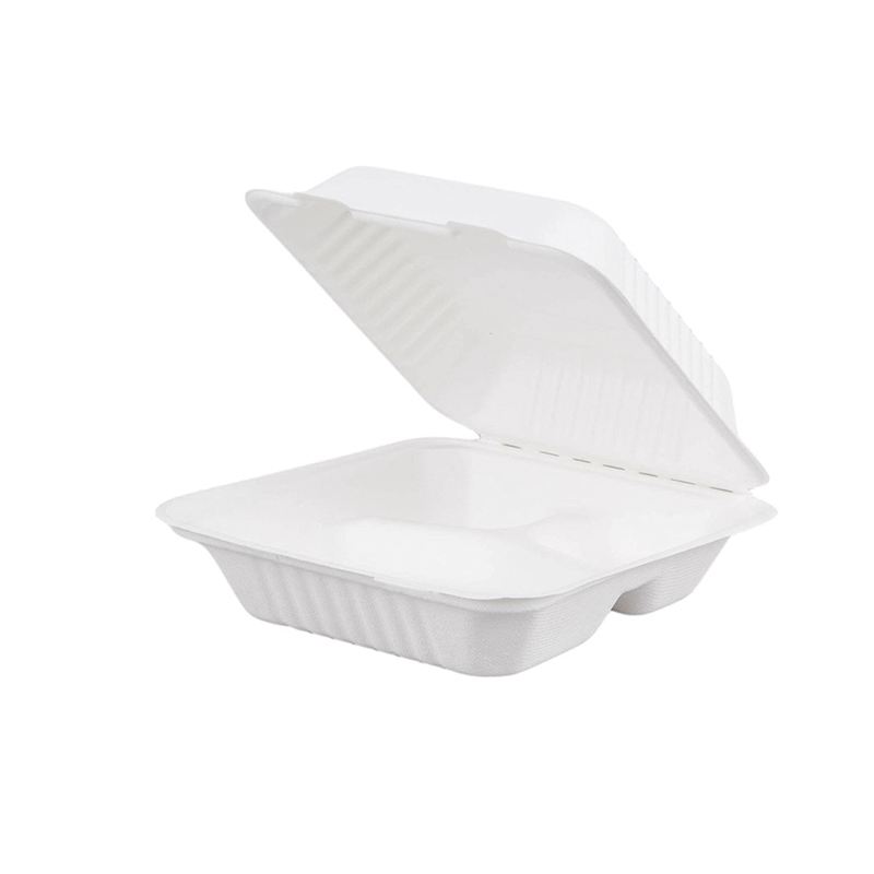 9 Inch 3 Compartment Bio Sugarcane Container