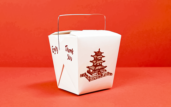 Chinese takeout container with wire handle
