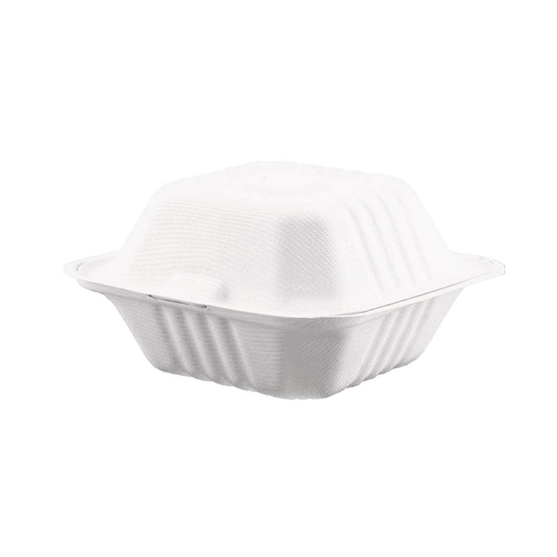Eco-friendly 6 Inch Bagasse Hamburger Takeout Container