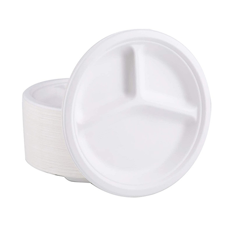 Cheap 10 Inch Three Compartments Plate Sugarcane Fiber Disposable Plate  Party Paper Plate - China Cheap 10 Inch Three Compartments Plate and  Disposable Plate price