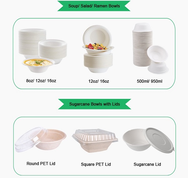 various types of compostable food packaging