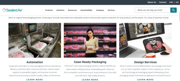 Sealed Air homepage