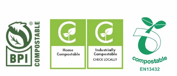 Compostable certifications, including BPI certification, EN13432, etc.