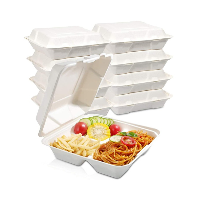 Compostable 3 Compartment Sugarcane Food Packaging Container