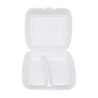 Compostable 9" Sugarcane Takeout Container with 2 Compartments