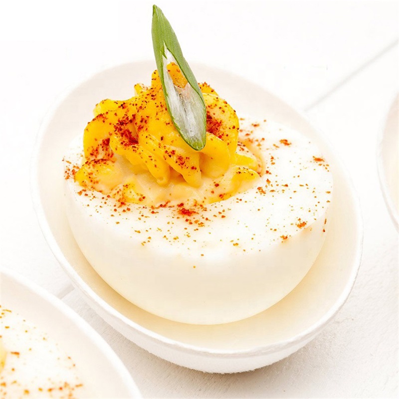 Egg Shape Compostable Sugarcane Snack Dish