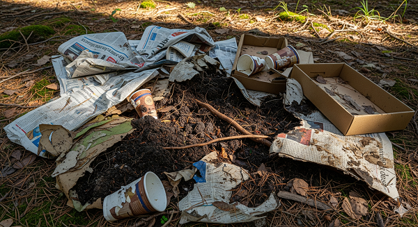 Newspapers, paper cartons, and disposable paper cups decompose in natural environments.