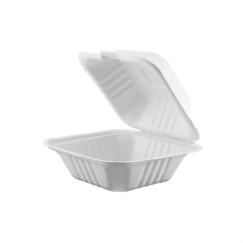 Eco-friendly 6 Inch Bagasse Hamburger Takeout Container