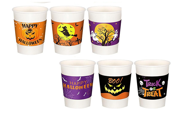 Coffee cup sleeves with Halloween designs