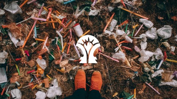 Landfills filled with plastic trash and plastic straws.