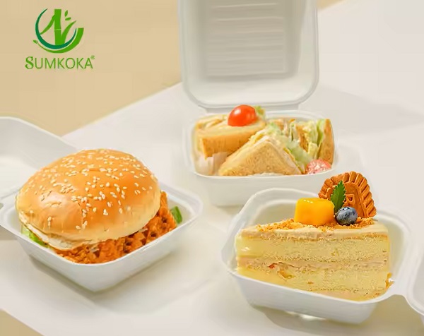 Pack burgers and sandwiches in eco-friendly disposable bagasse burger boxes.
