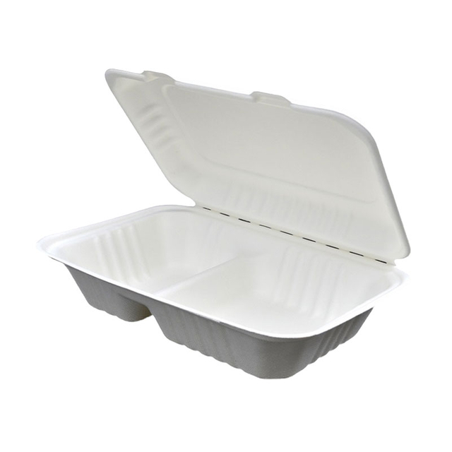 Compostable 2 Compartment Eco Sugarcane Bagasse Clamshell