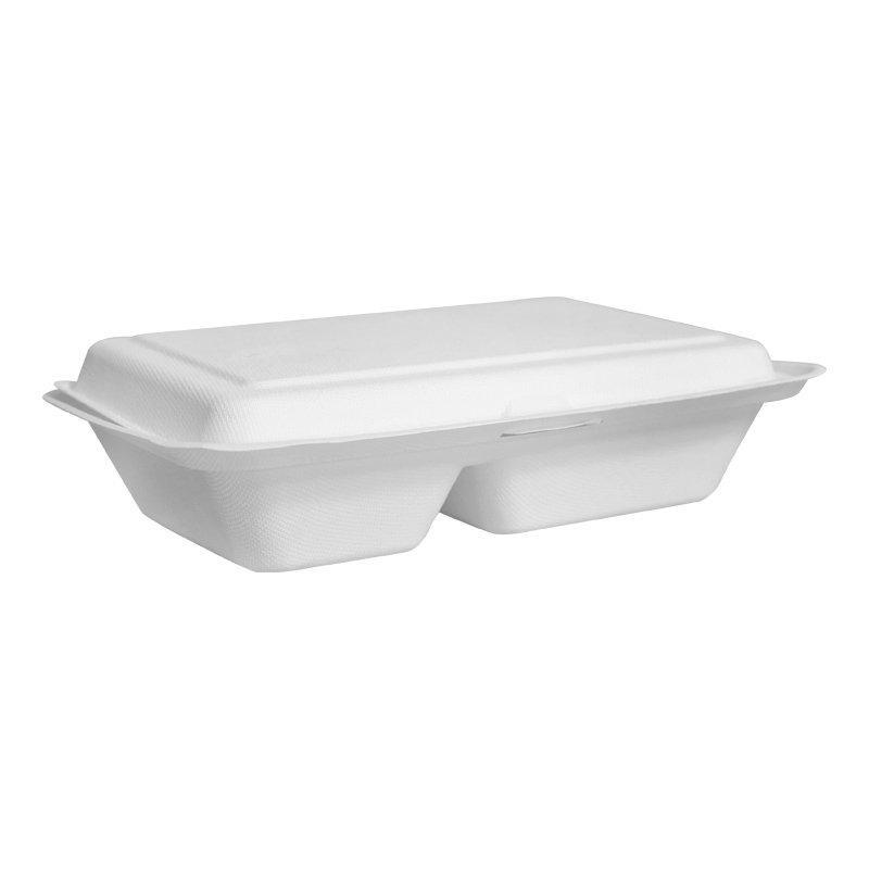 2 Compartment Bagasse Eco Friendly Takeaway Food Boxes