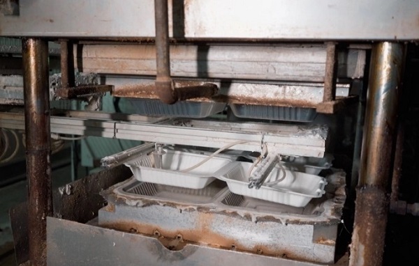 Manufacturing white bagasse containers using molds.jpg